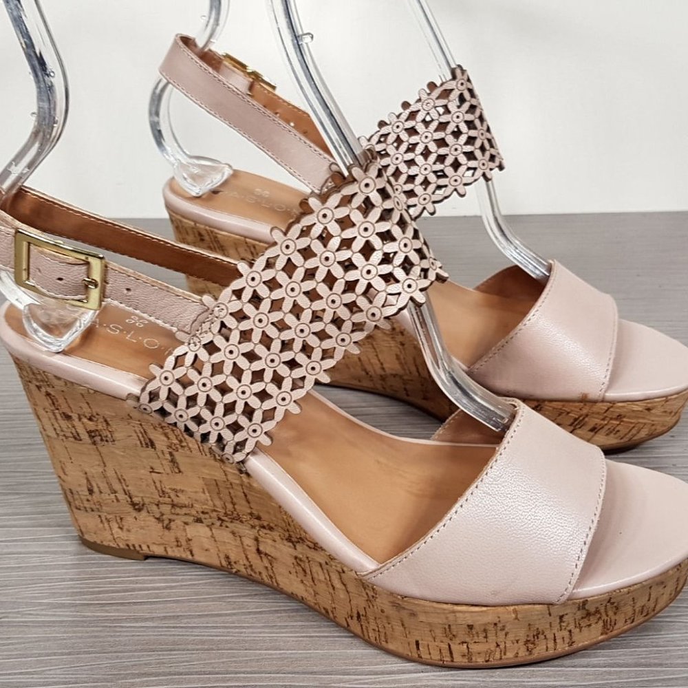 Caslon 'Hanna' Sandal Nude Leather Womens Size 7.5 M